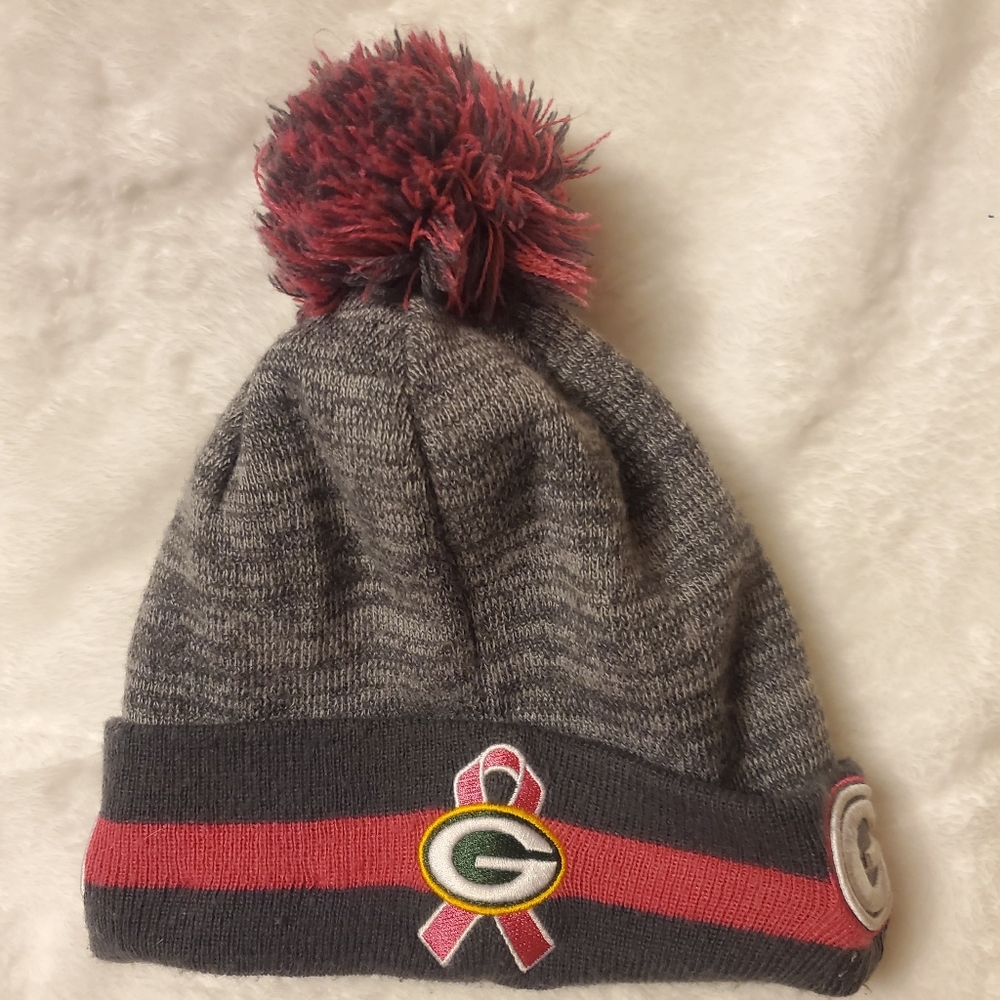 Green Bay Packers Breast Cancer Beanie Pom Pom Hat